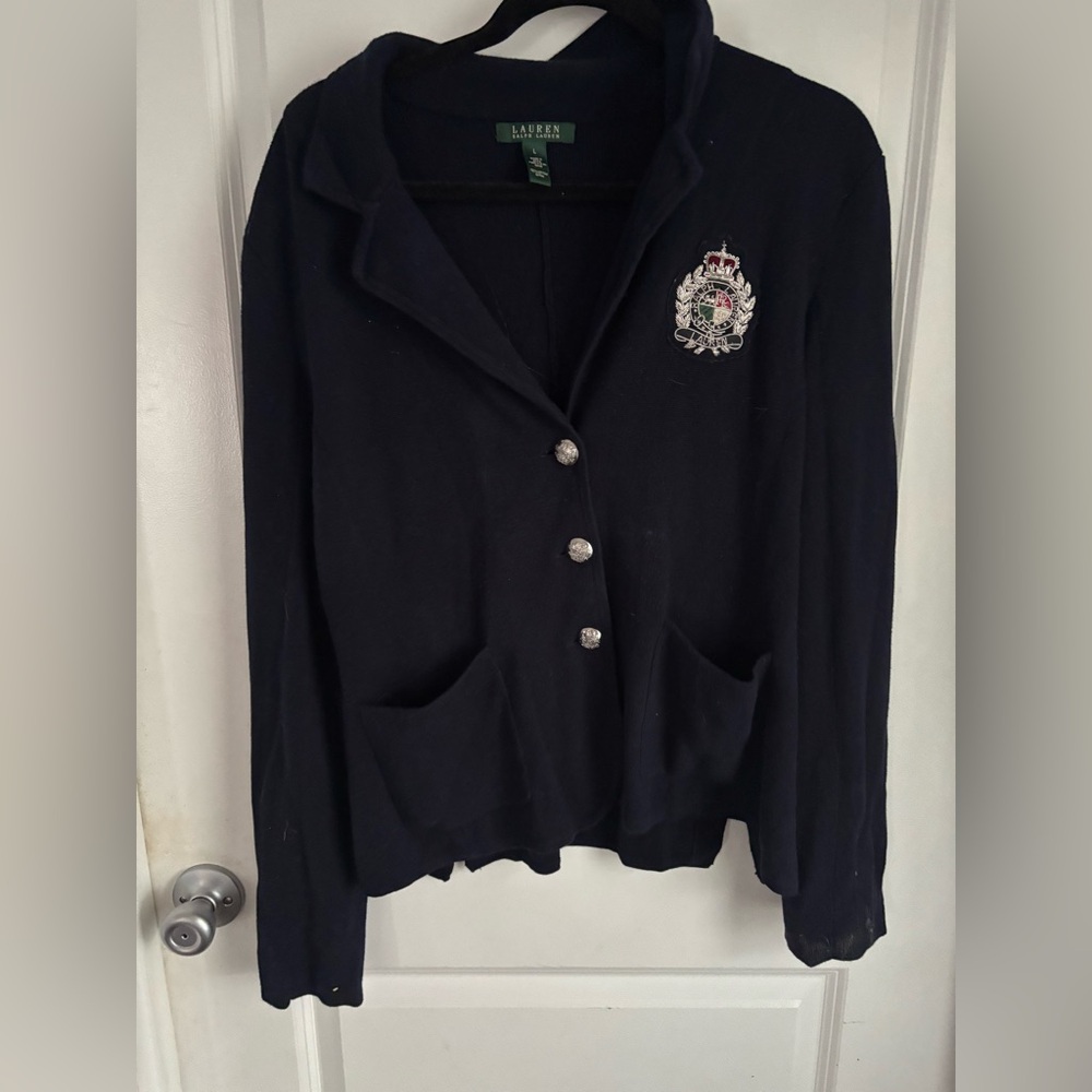 Ralph Lauren Navy Sweater with Crest
